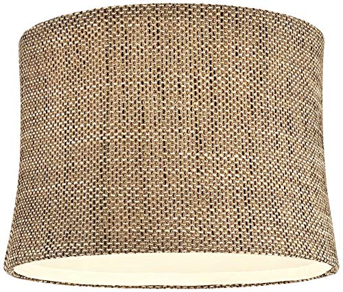 Dortmund Charcoal Medium Drum Lamp Shade 13" Top X 14" Bottom X 10" High (Spider) Replacement With Harp And Finial - Springcrest #TOP2