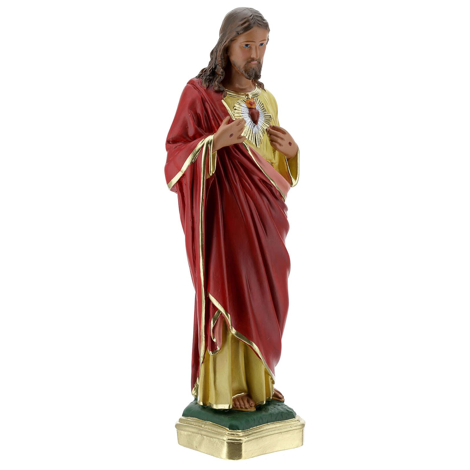 Holyart Statues en plâtre: Sacré-Coeur de Jésus Statue plâtre 40 cm Peinte à la Main Barsanti