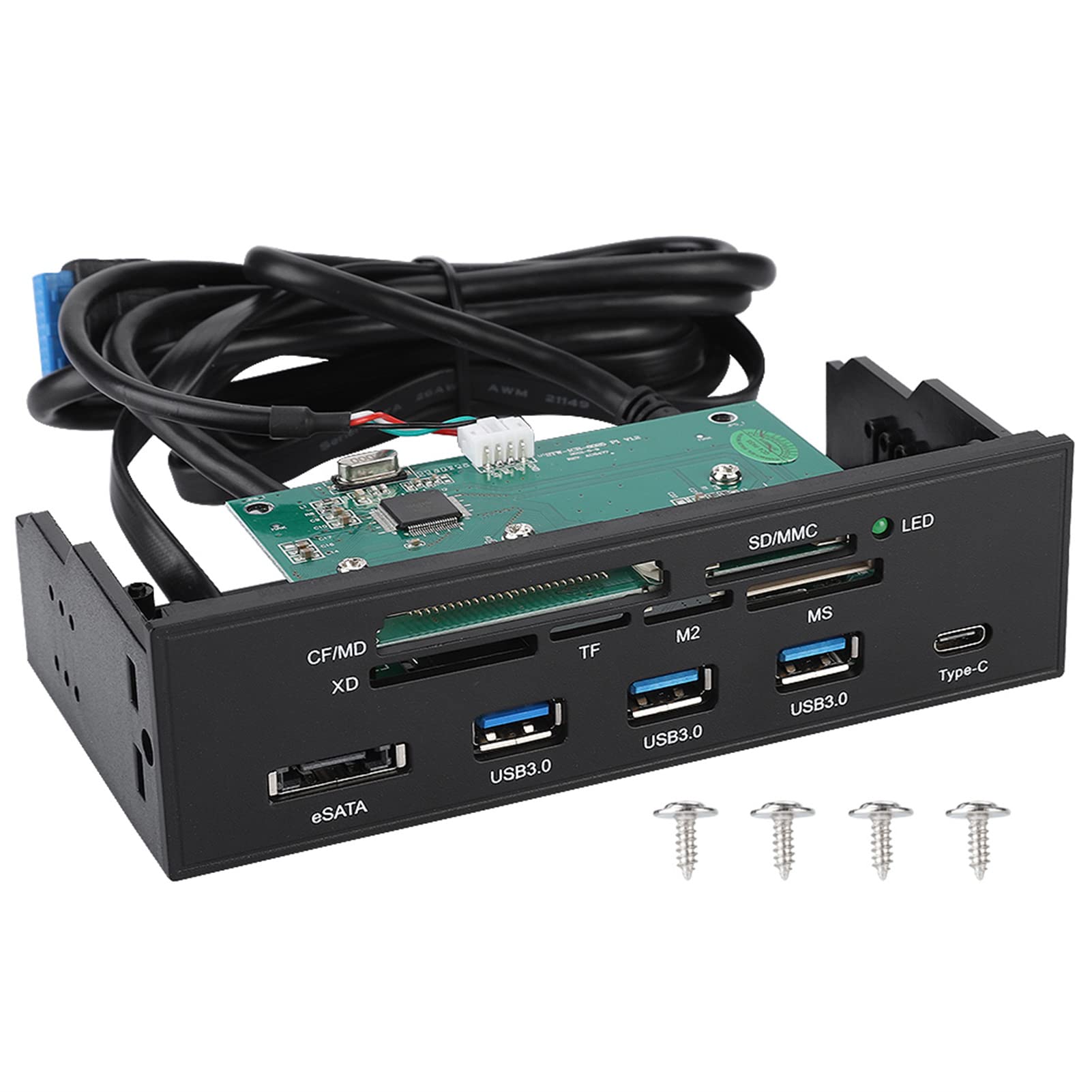 KIMISS Tableau de Bord de Lecteur de Carte Interne Multifonctionnel de 5,25 Pouces, Panneau Avant PC avec Interface USB 3.0 Haute Vitesse.