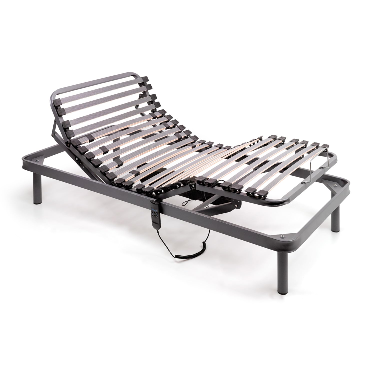 Ferlex - Cama articulada eléctrica | Somier articulado de 5 Planos | Reguladores de firmeza y Refuerzo en Lumbar y Dorsal (90x190 cm)