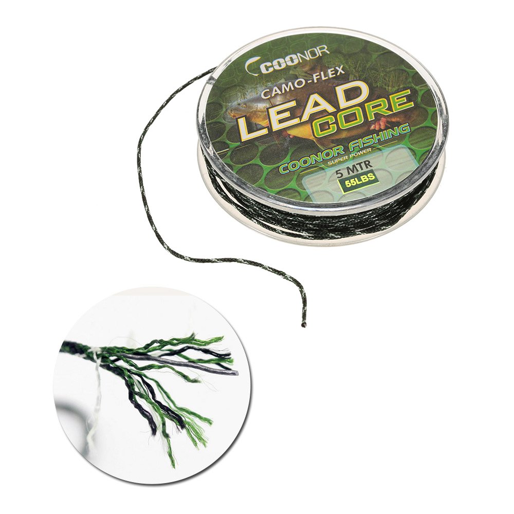 Fesjoy Durable 55lb Lead Core Braided Sport Pattern Carp Fishing Line Hair Rigs Tackle for Anglers Fishing in Lakes and Rivers (55lbs)