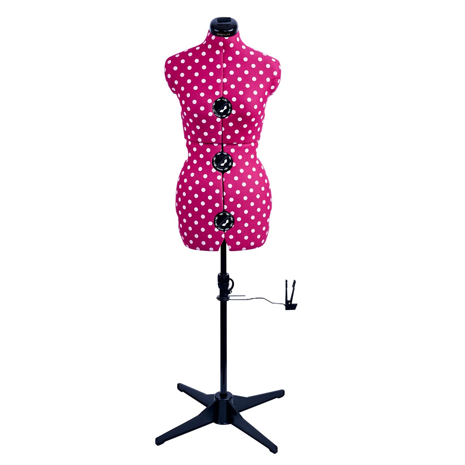 Maniqui Costura Ajustable Lunares Cerise 8-Partes | Pequeño (S) [Talla EUR 38 a 44]