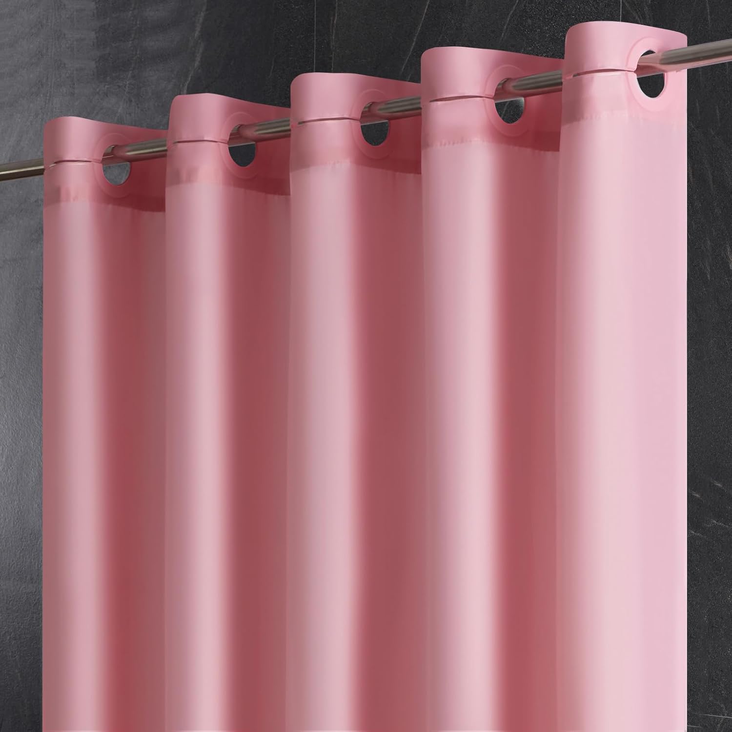 Amazon.com: Furlinic Pink Shower Curtain No Hooks Needed,Soft Fabirc Bathroom Curtain with 8 ...