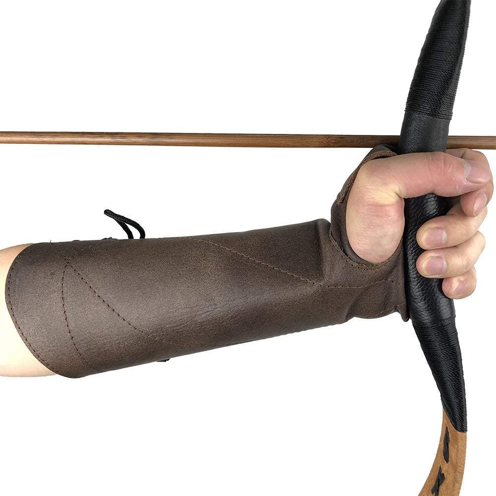 longbowmaker Traditioneller Armschutz aus Leder Armschoner für Bogenschießen