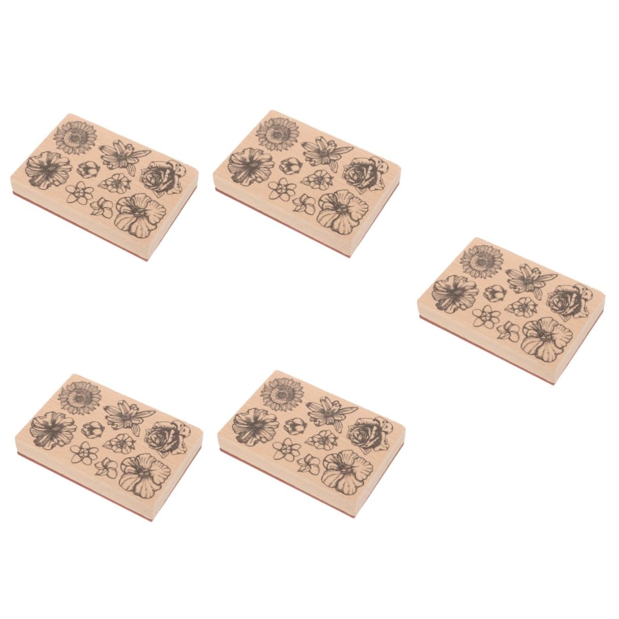 Lurrose 5stücke Holzstempel Mit Dekorativem Blumenmuster Für Scrapbooking -projekte Und Kartenherstellung Langlebig Und Leicht Für Kreative Bastelarbeiten