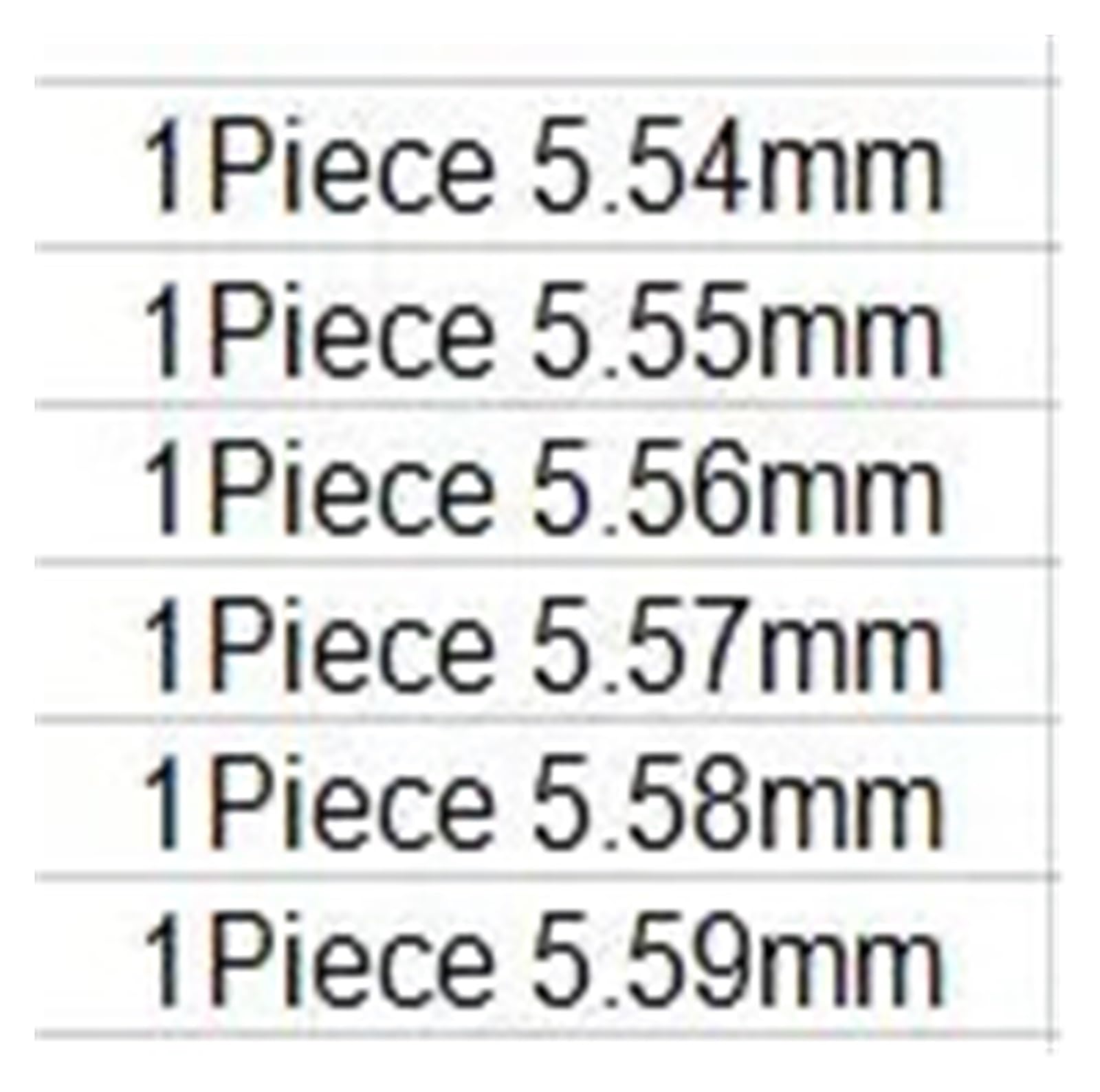 Pin Gauge Go Gage 5.54mm-5.59mm Acciaio HRC60 Barra Misura