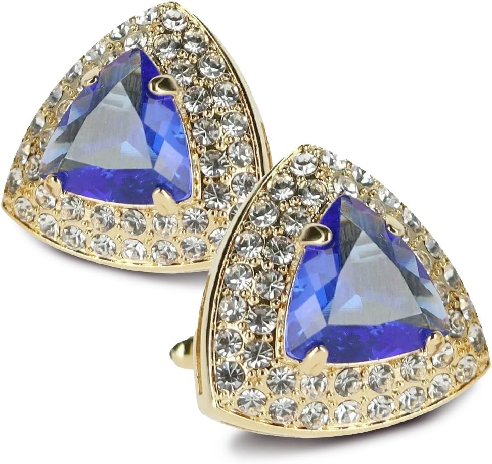 Triangular Crystal Diamond Set Cuff Links for Men – Tuxedo Suit Accessories, Cufflinks for Men