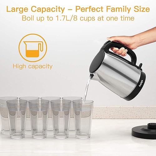 Miniatura 5 de Hervidor eléctrico de agua caliente de acero inoxidable sin BPA, hervidor de agua rápida potable con apagado automático, protección para hervir y