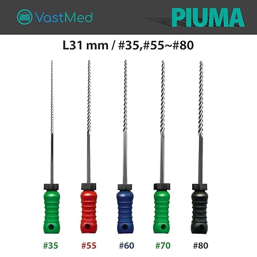 Miniatura 6 de 6 puntas de acero inoxidable Piuma #551.220 in de mano  Archivos de endodoncia dental para eliminar la pared del conducto radicular y dragar el