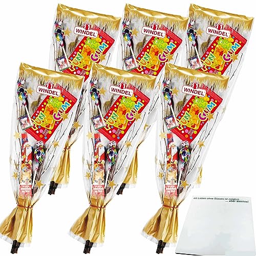 Windel Goldrute mit Schokolade und Süßwaren Rute 6er Pack (6x90g) +...