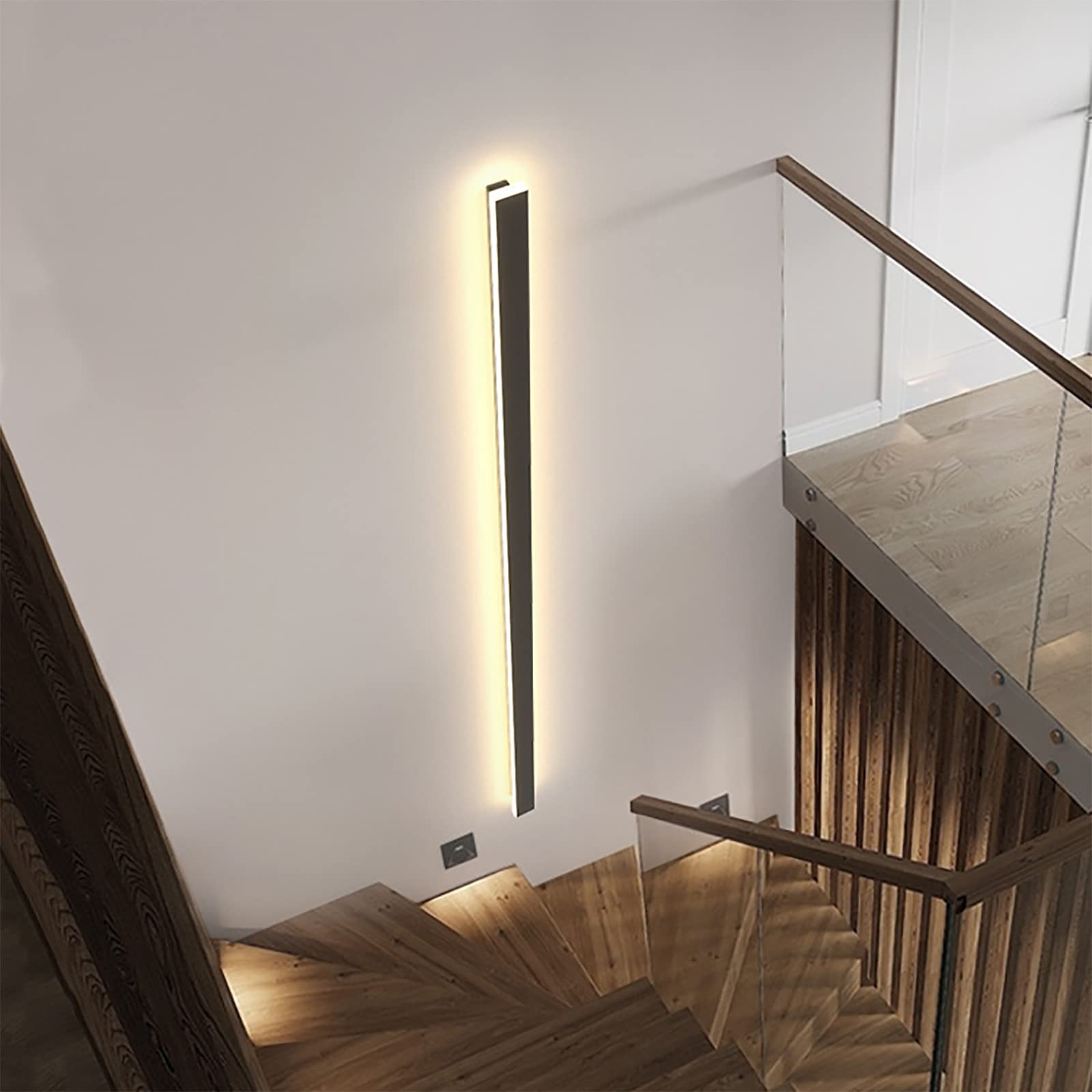 LED Aluminium Up Down Wandleuchte Schwarz Außen/Innen Wandlampe Lange Leiste Außenwandleuchte Warmweiß IP67 Wasserdicht Gartenleuchten Patio Terrasse Flur,