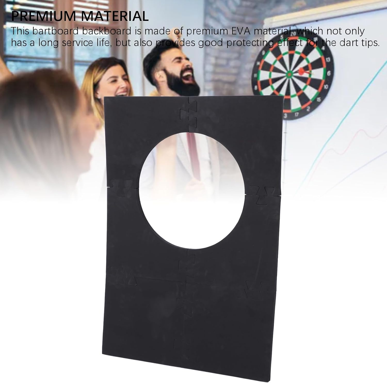 Dartboard Backboard Protector, Premium EVA Wall Protector with Storage, Easy Installation for Home, Bar, Game Room, Club, Fits 17.7-18 inch Darts Boards