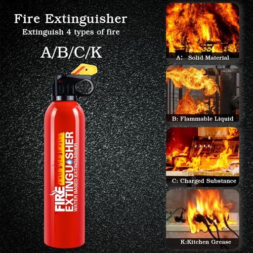 Image of Fire Extinguisher for Home, 2 Pack Car Fire Extinguishers with Mount | 8 in 1 Portable Kitchen Fire Extinguishers for A, B, C, K Category, 620ml Mini Fire Extinguisher for Car Truck Boat