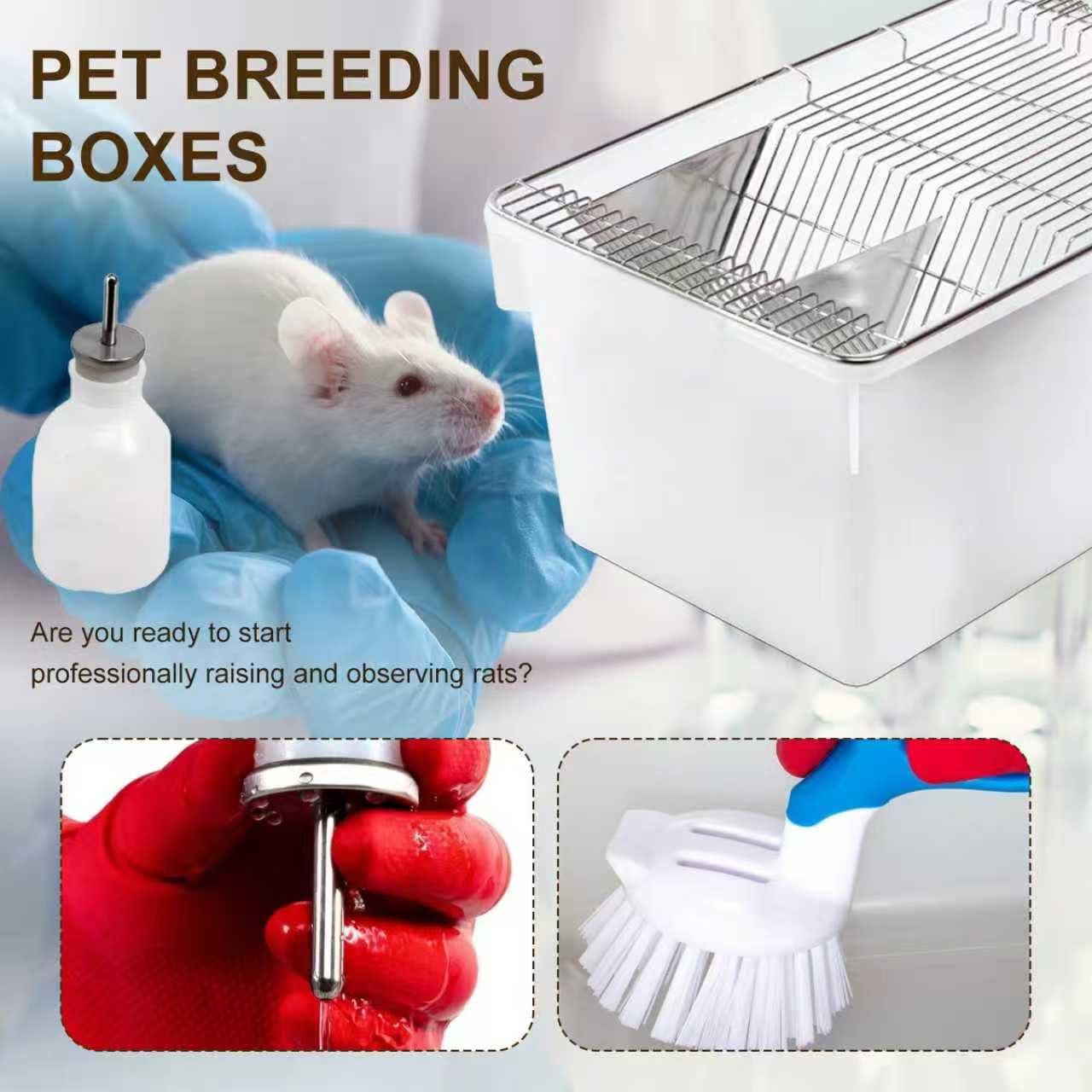 Lab Mouse Cage, Laboratory Rat Rodent Breeding Cage, Small Animal Cage, Mouse Breeding & Weaning Cage (M)