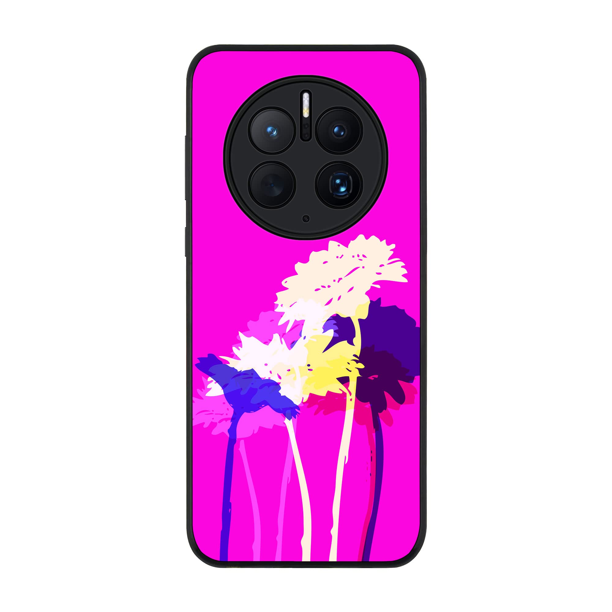 Stylizedd Rugged Black edge case for Huawei Mate 50 Pro, Slim fit Soft Case Flexible Rubber Edges Anti Drop TPU Gel Thin Cover - Bleeding Flowers (Pink)