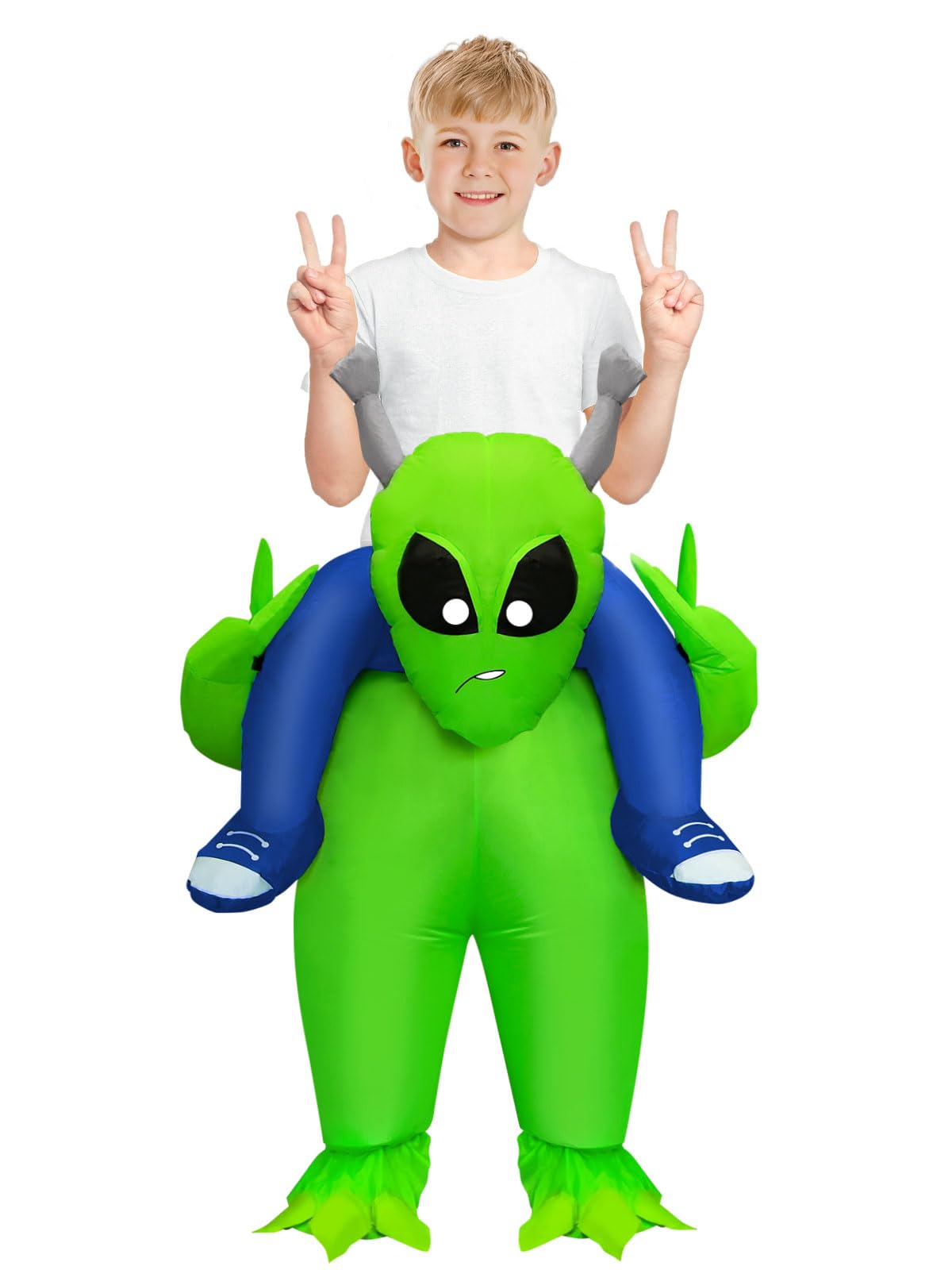 Anroong Inflatable Alien Costume Kids Halloween Blow Up Ride on Alien Costumes Suit for Boys Girls Cosplay Party Fancy Dress