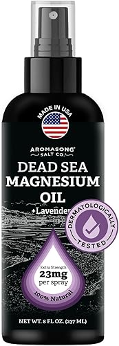 Aromasong Spray de magnesio lavanda – Extra fuerte (23 mg en cada Spritz) 8 onzas – Spray de aceite de magnesio natural y puro – Fabricado en los