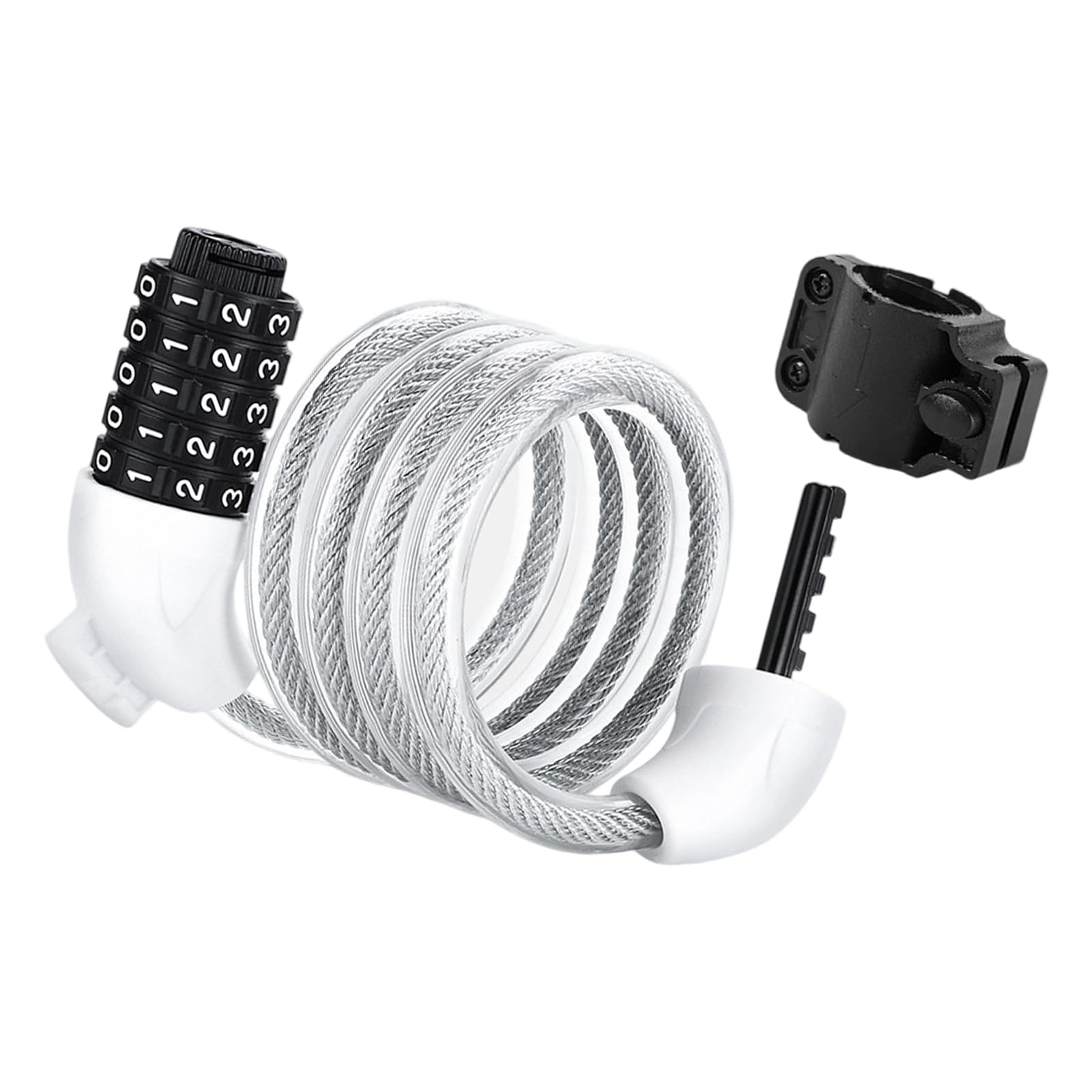 Tsophreniq White Practical Bike Combination 5 Digit Bicycles 120Cm Long Cycle Cable Locks For Outdoor Cycling Commuting Bicycles Bikes & Gear Motorcycles Bicycle