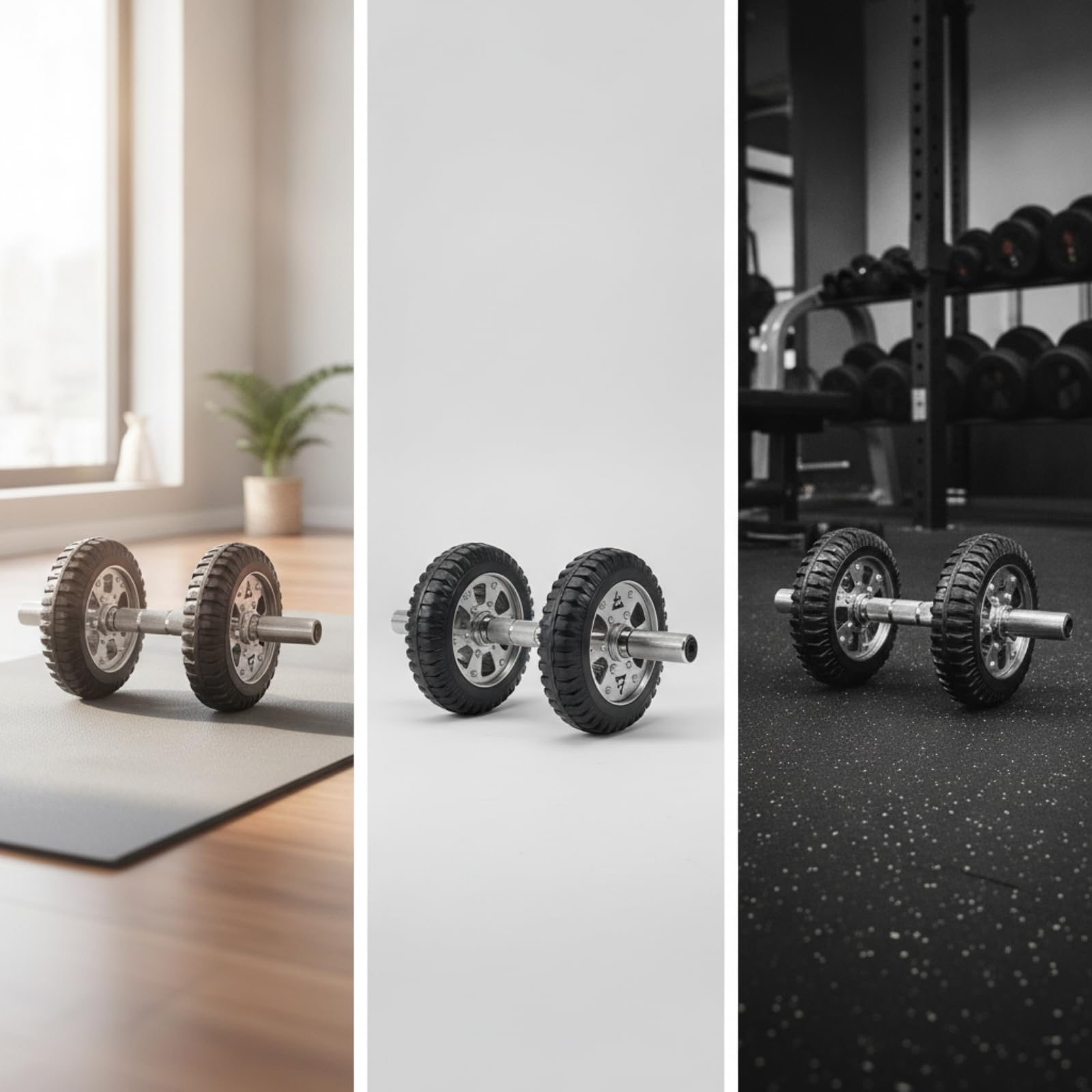 Ruota Addominali Fitness Rullo Addominale Roller Palestra Attrezzo Core Resistenza Acciaio 304 Presa Sicura Antiscivolo Rotolamento Morbido Adatta a, 200mm, Ruota Lunga