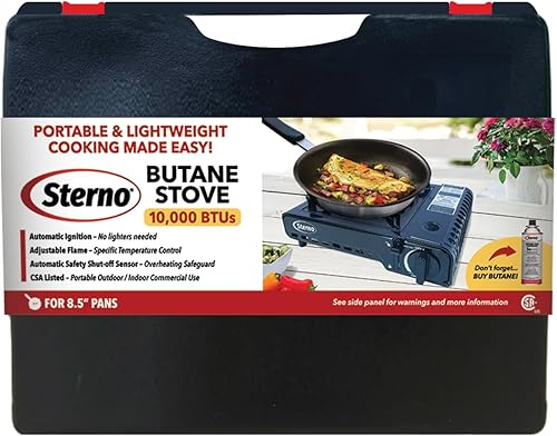 Miniatura 2 de Sterno Portable Butane Stove - 9K10K BTU Single Burner Stove, Outdoor & Indoor Use Butane Gas Burner with Carrying Case - Camping Cooktop for
