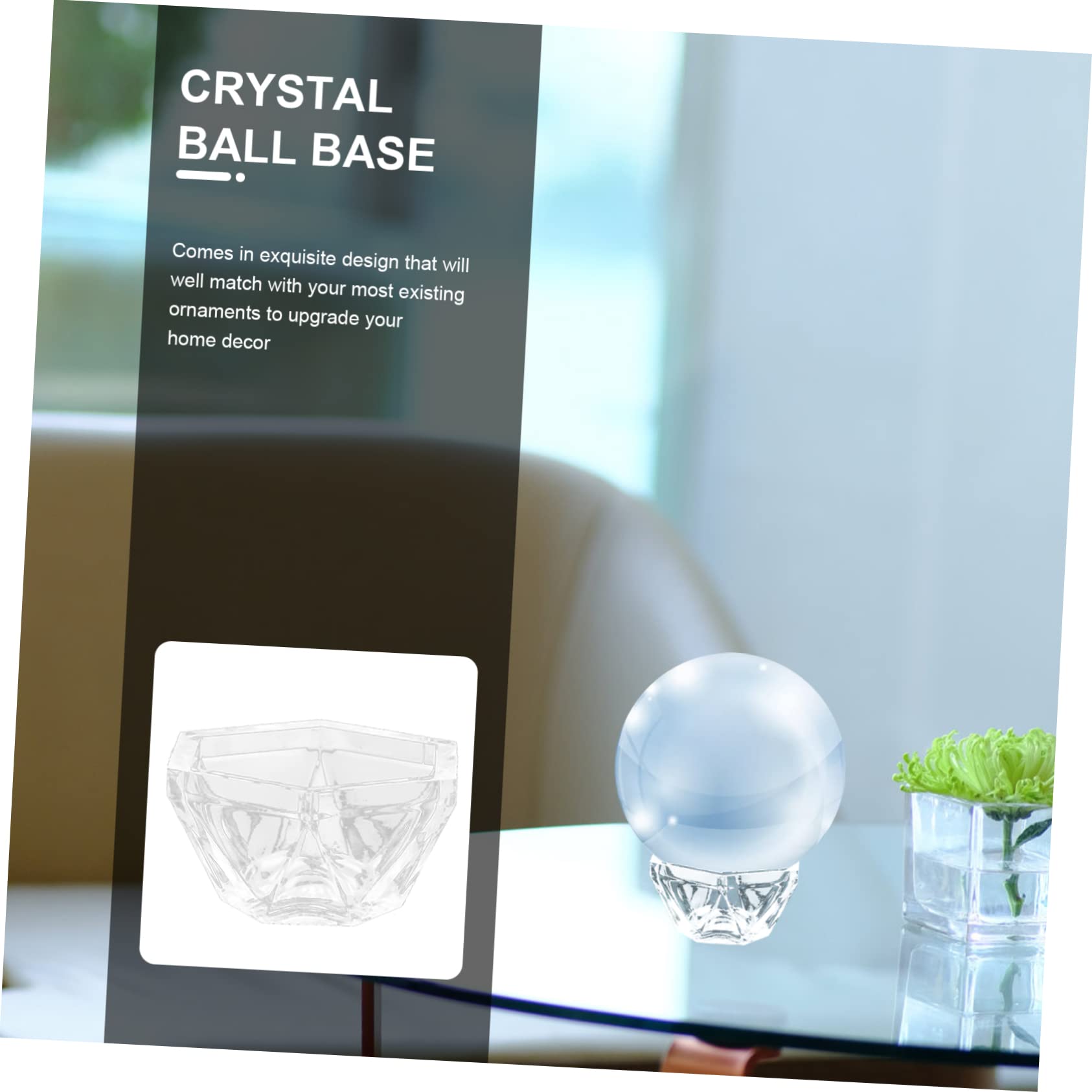 Crystal ball with glass stand & gift box. 7.5cm transparent