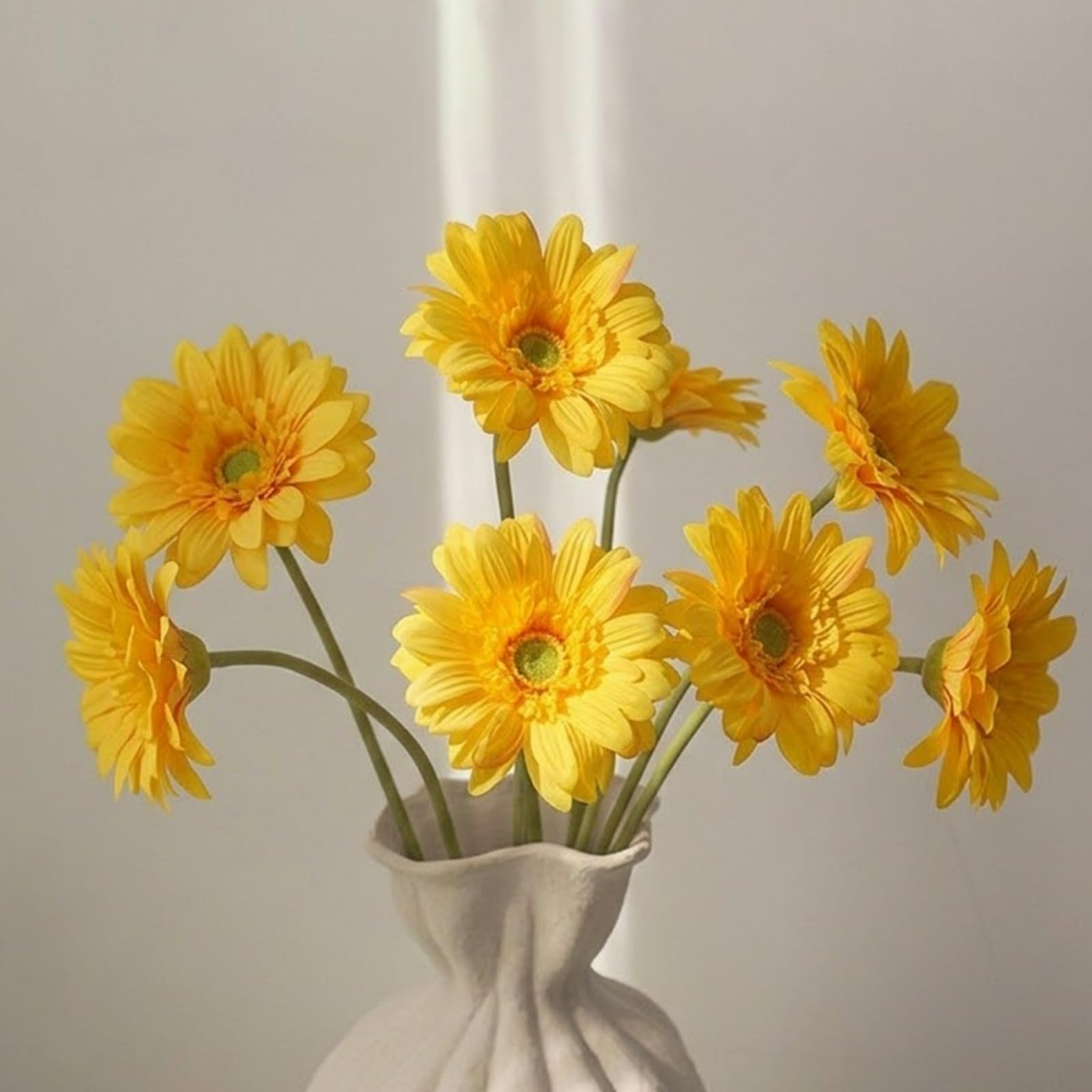 JHUAJISFC 5 Pack Artificial Gerbera Daisy Flowers, Tall 24.4" Fake Daisies Real Touch Silk Flowers with Faux Stems for Vase Indoor Home Decor, Wedding Bouquets for Bride