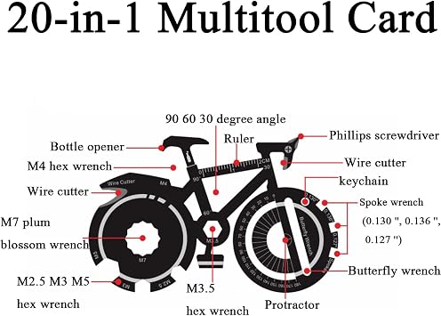 1 Pc Multitool Card 20-in-1 Bike Shape Multi-Purpose Pocket Tool for Outdoor Sports Survival