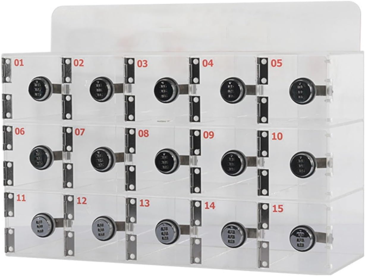 Mobile Phone Storage Box Transparent Acrylic Mobile Phone Security Locker with Key,Classroom Cell Phone Locker Box with Door Locks & Keys - Wall-Mounted Acrylic Storage Cabinet for School, O