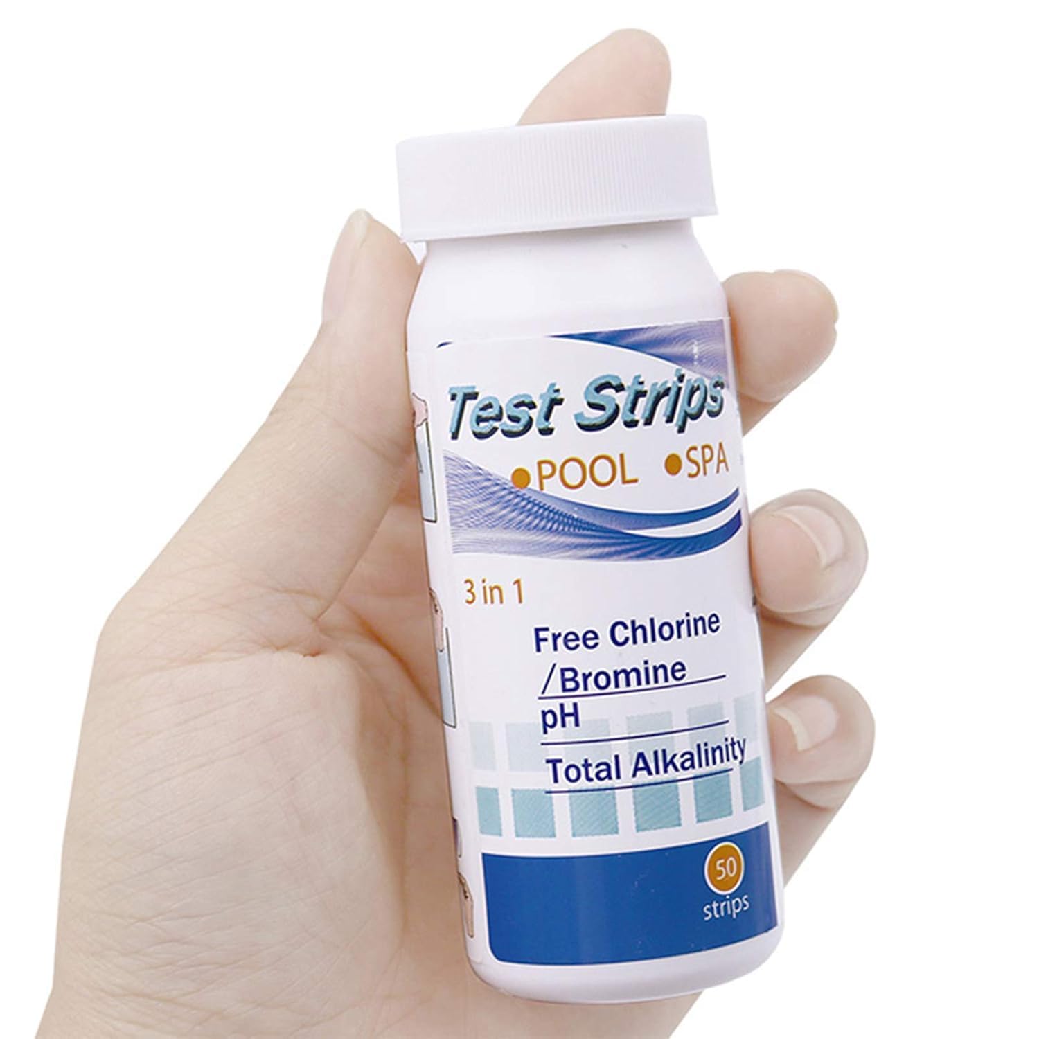 Plopex 3-in-1 Pool and Spa Test Strips, 50 Strips, Tests Chlorine/Bromine, pH, Total Alkalinity, Quick & Accurate test for Swimming Pool, Aquarium, Spa 1