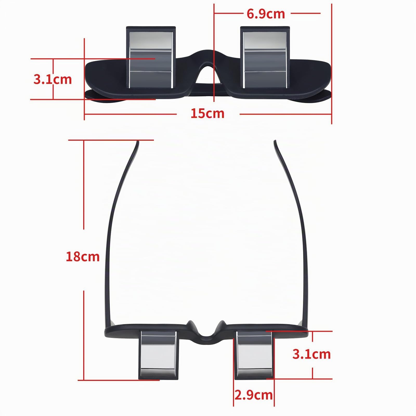 OKCSC Lazy Glasses 90° Laying Down Prism Glasses Horizontal Bed Reading Glasses High Definition for Reading Watching TV Phones -Small