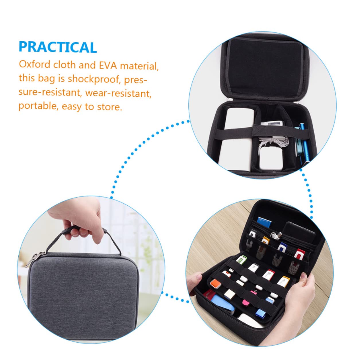 Housoutil Borsa Organizer per Cavi da Viaggio con Cerniera per Caricabatterie Dati Accessori per Esterni