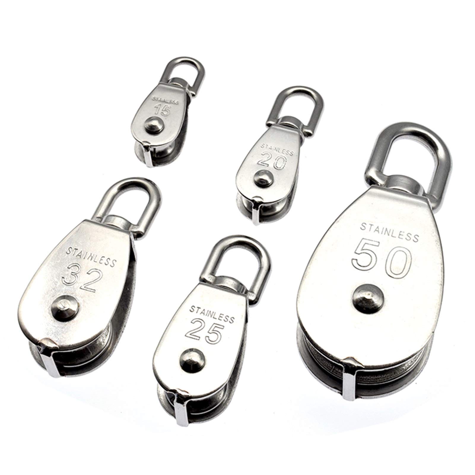 الفولاذ المقاوم للصدأ بكرة m15 / m20 m25 m32 عجلة واحدة دوارة رفع حبل بكرة مجموعة رفع عجلة أدوات (Bore Diameter : M15)