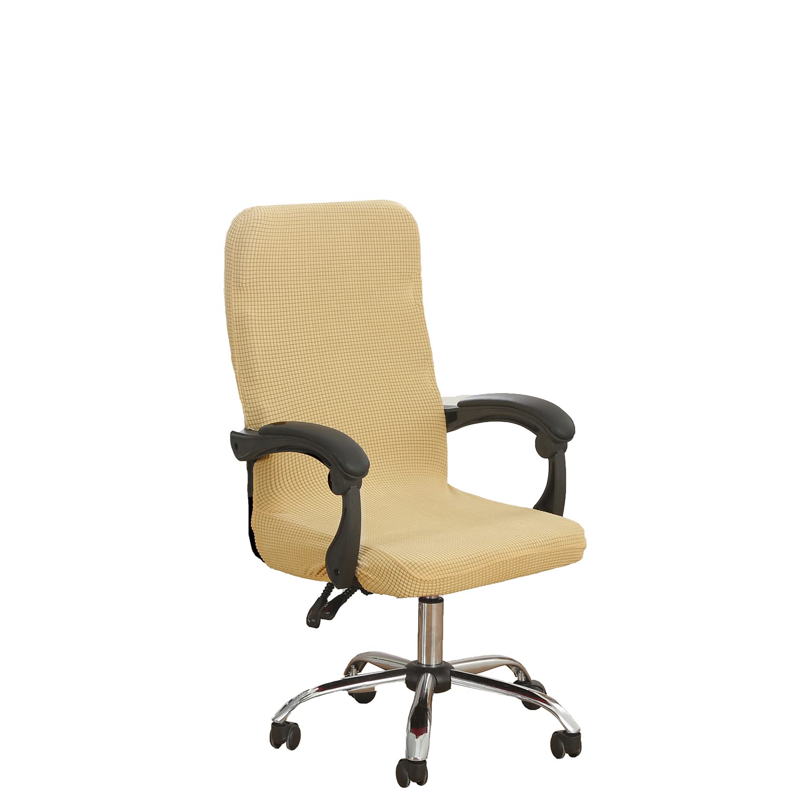 HACLEN Jacquard Office Chair Cover Stretch Boss Chair Covers High Back Desk Chair Cover Polyester Washable Slipcovers for Universal Rotating Chair Protectors -yellow-Medium