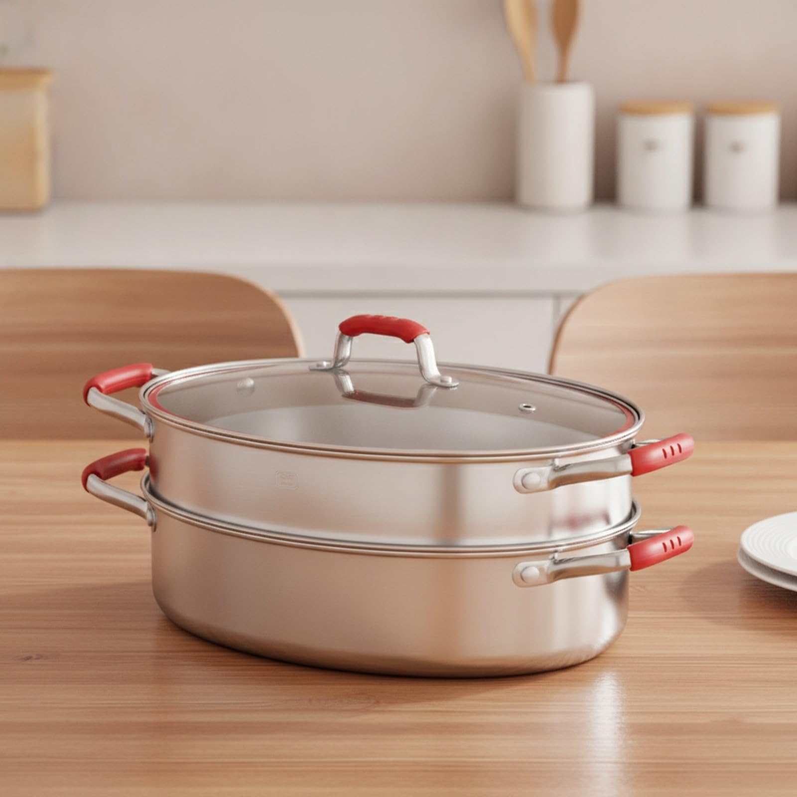 Cocina | Resistente a la Corrosión, Olla, Mango Frío Al Tacto, Olla Acero Inoxidable con Tapa Vidrio, Familias, 2, Con Placa Acero