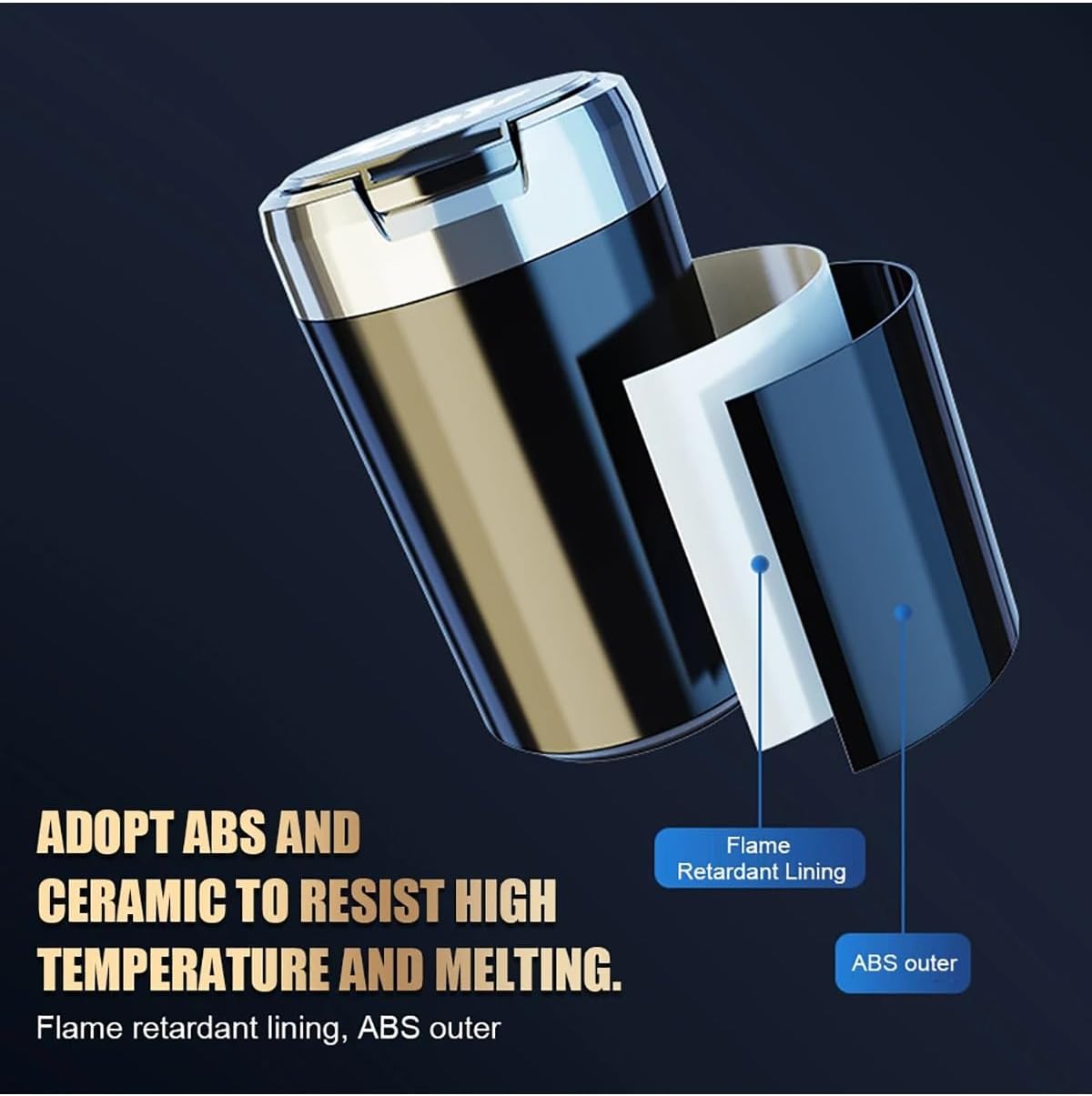 Car Ashtray Universal Car Ashtray with Light Portable Smokeless Ashtray for Cars with Cover Creative Supplies Car Windproof Ashtray (Black)