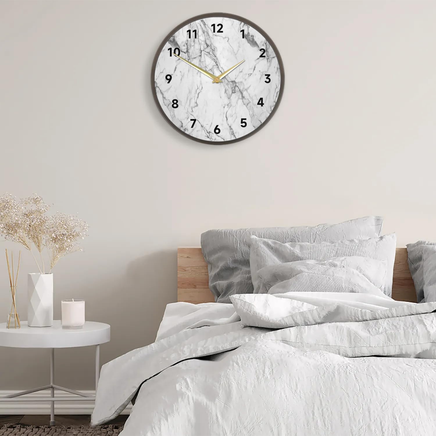 Zegar ścienny z marmurowym wzorem tekstury, 30,5 cm, cichy, nietykający, zasilany bateriami, kwarcowy, nowoczesny, okrągły, analogowy, do salonu, biura, domu, sypialni, kuchni, łazienki,