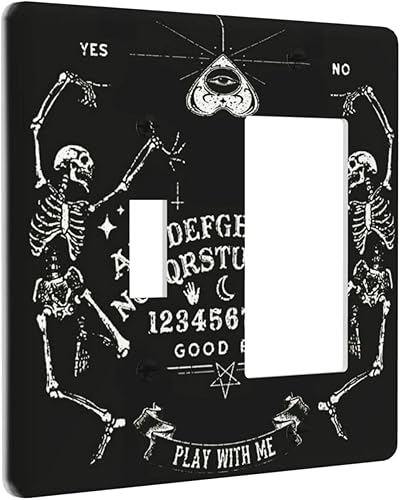 Miniatura 72 de Cubierta de interruptor de luz decorativa de pared de bruja negra Ouija Gótica Esqueleto Calavera 1 banda Placa frontal eléctrica de interruptor