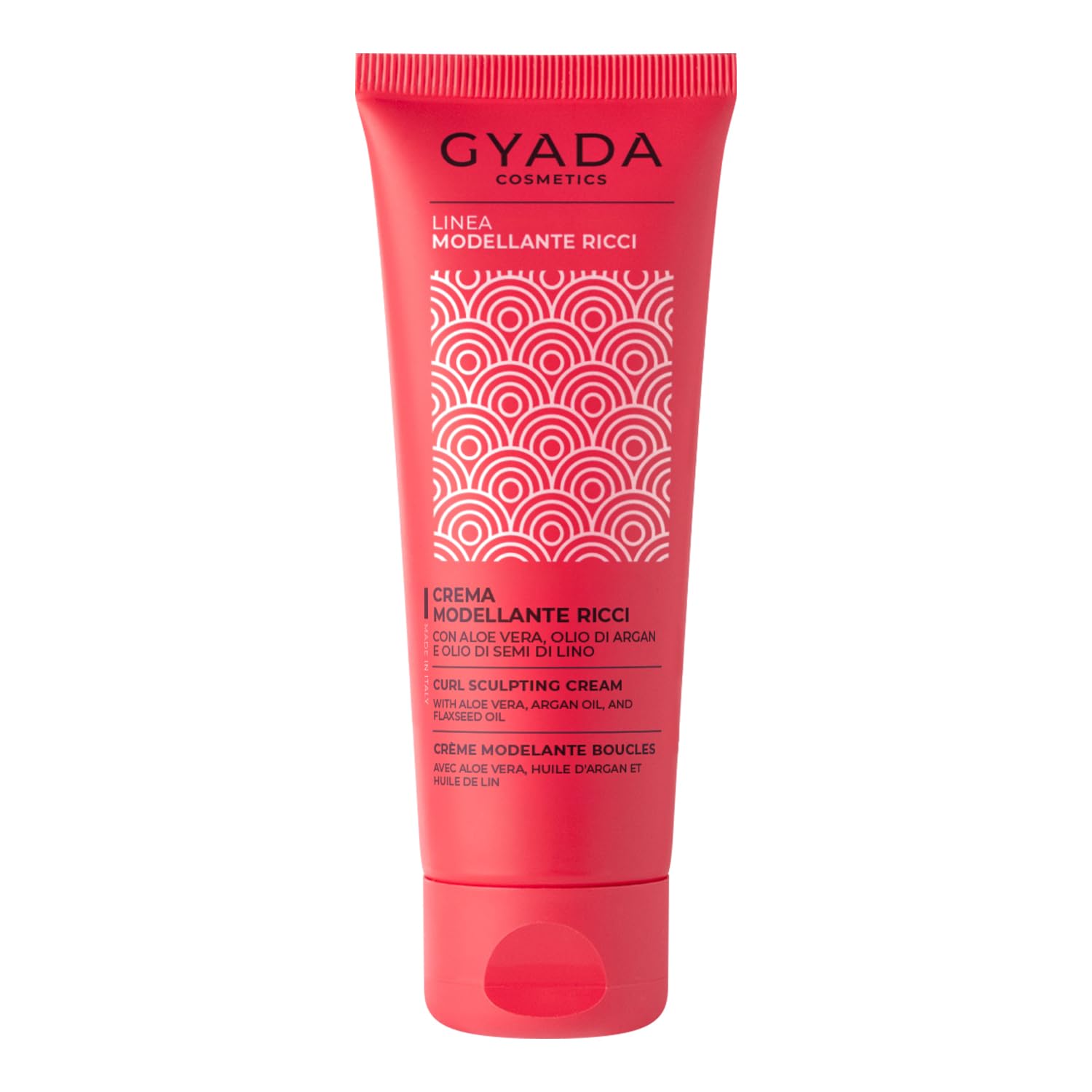 GYADA COSMETICS, Crema Modellante Ricci, Senza Risciacquo ad Azione Disciplinante e Anticrespo, con Aloe Vera, Olio di Lino, Cocco, Argan e Jojoba, 75 ml