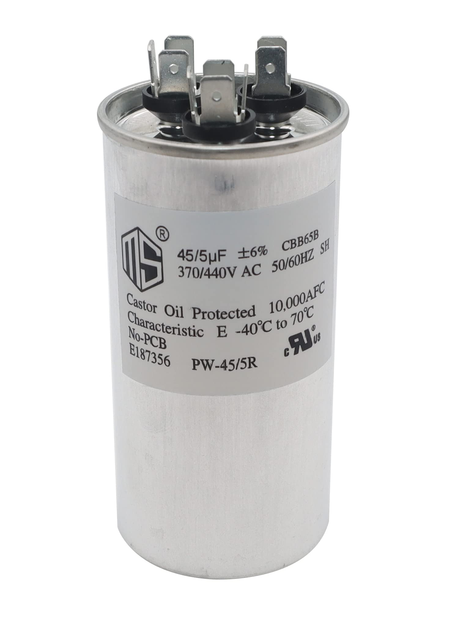 METER STAR 45+5 MFD 45/5 uf 370V/440V AC Dual Run Round Capacitor CBB65B for Condenser Straight Cool or Air Conditioner Capacitor or AC Motor Run or