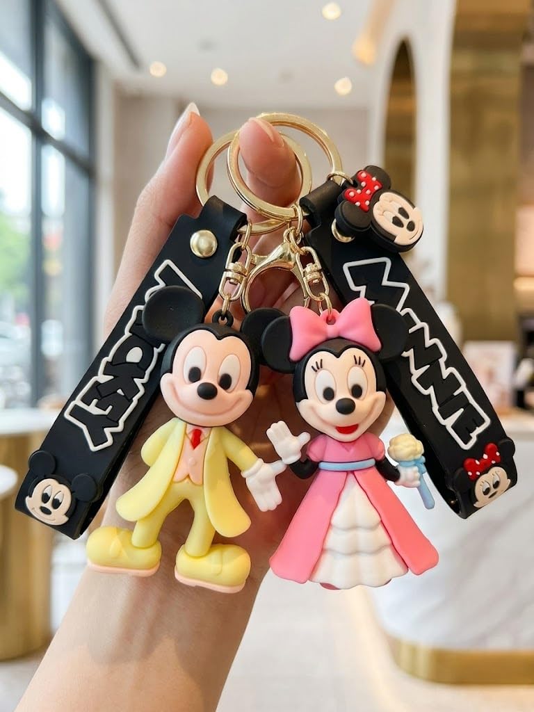 Cute Cartoon Couple Silicone Keychain with Wrist Strap, Soft Rubber Key Ring | Kawaii Bag Charm for Girls, Kids & Women | Backpack & Car Keys Accessory | Pack of 2-picture-25