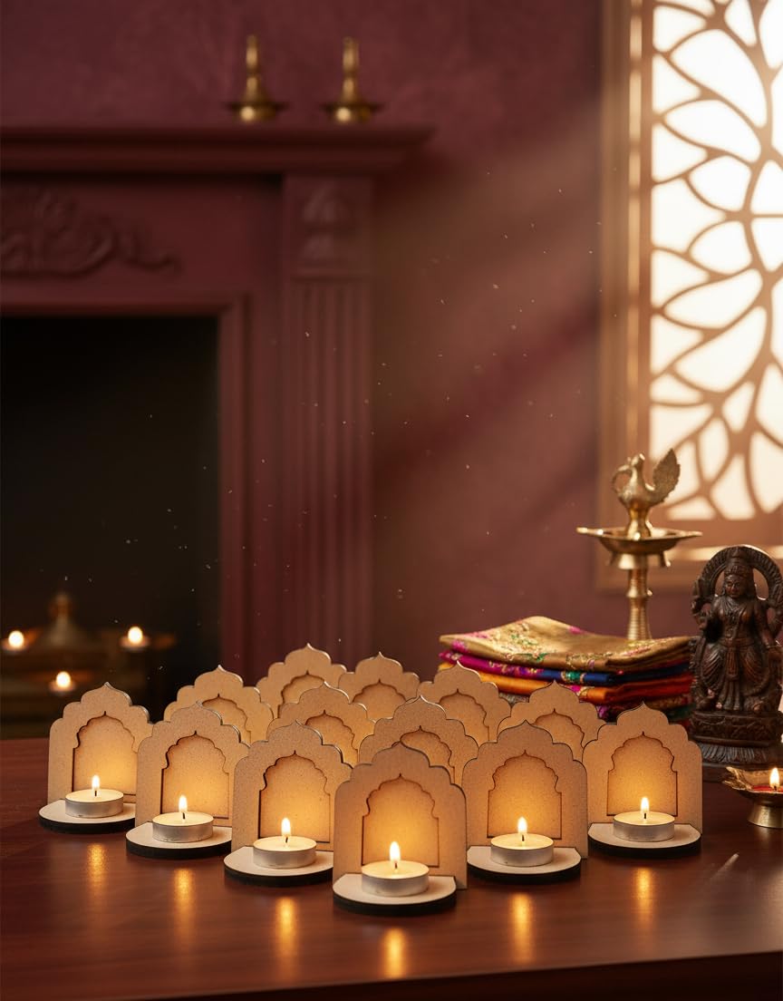 MDF Royal Swirl Tea Light Candle Holder for Painting, Craft, Resin Art, DIY & Gifts - Pack of 10-image-35