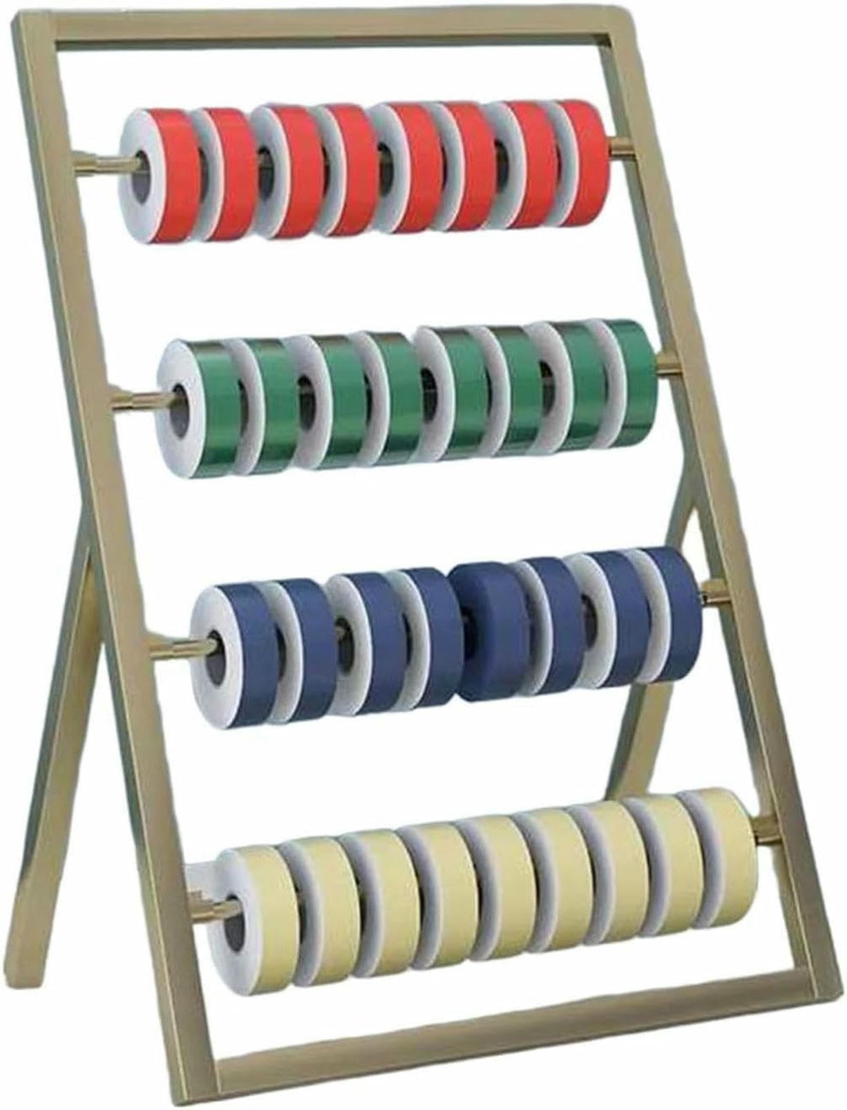 Estante de rollo de tela de 4 niveles plegable, expositor de papel pintado acabado dorado