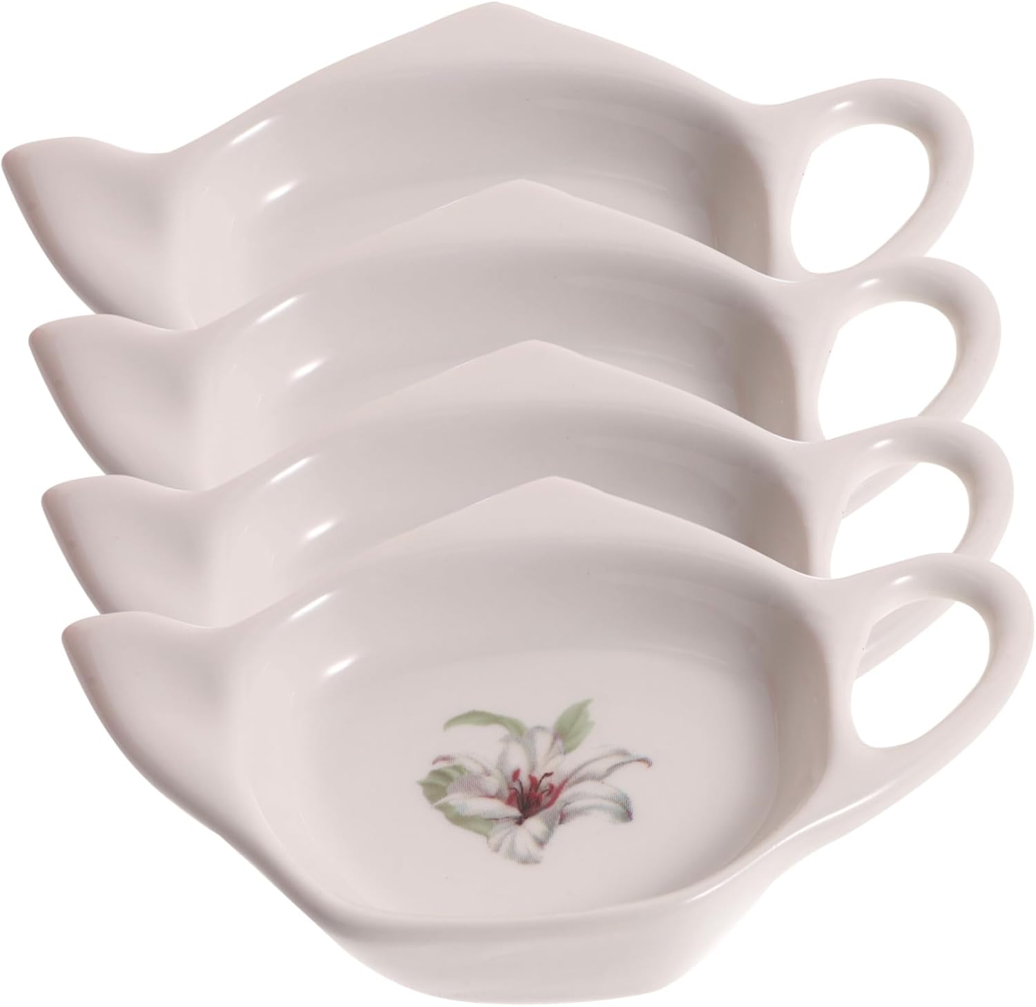 FUNOMOCYA 4pcs ceramic tea bag saucer tea bag rest tea bag