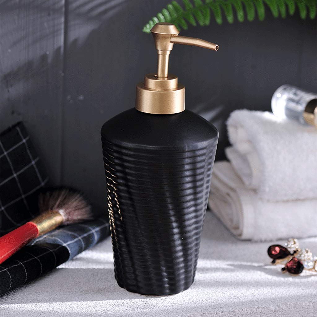 Dispenser per Doccia in Ceramica Nera, flacone con pressa a Vite, Dispenser Creativo per Shampoo e Gel per Bagno d'hotel.
