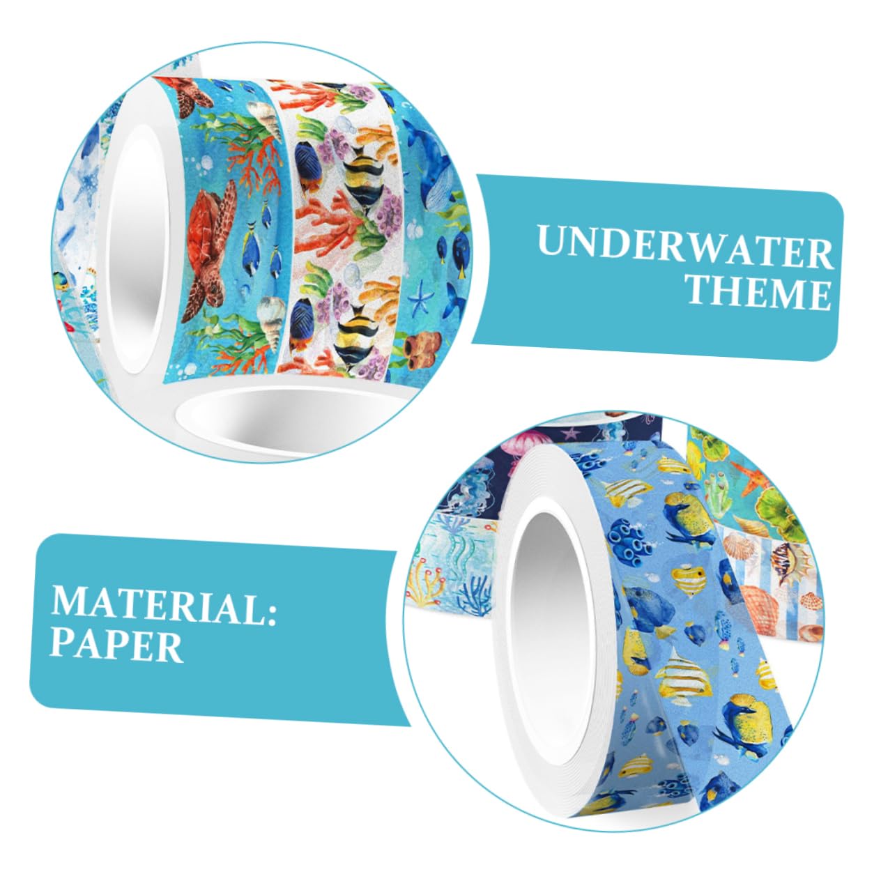 HOMSFOU Lot De 5 Autocollants Pour Journal Intime Fournitures Pour Adultes Scrapbooking Journal Intime Kit De Bricolage Thème Pastel Mer Océan Autocollants Bleus