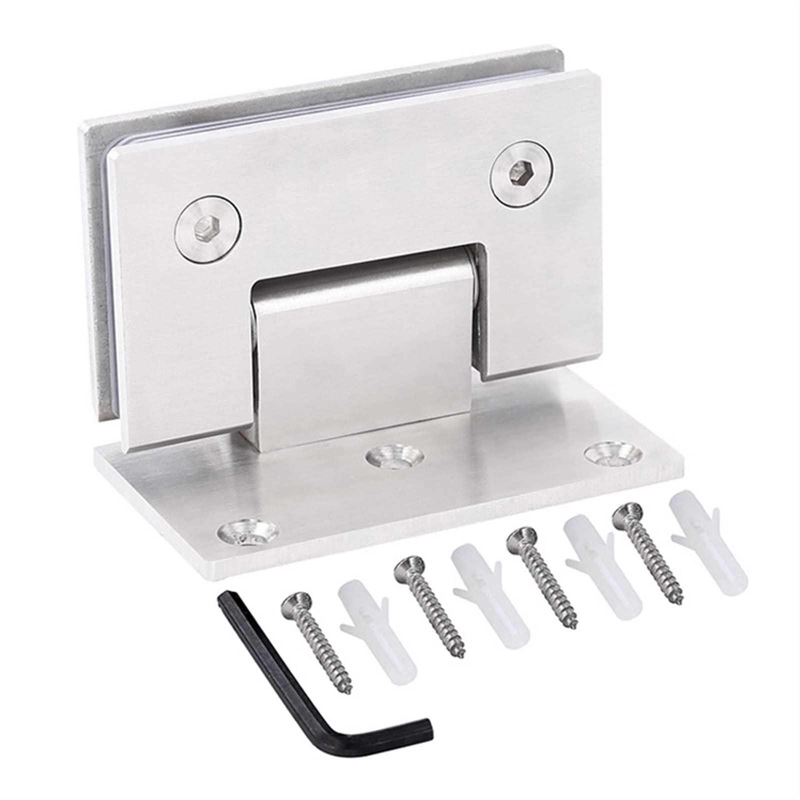 90° Glass Door Hinge, Heavy Duty 304 Stainless Steel Glass Bathroom Door Clip for 6-12mm Frameless Glass
