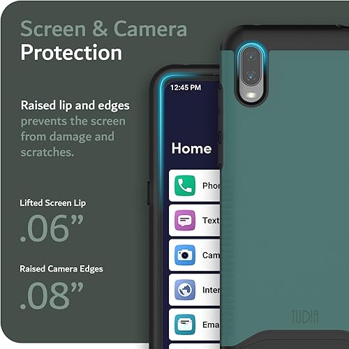 Miniatura 6 de TUDIA DualShield - Funda diseñada para Jitterbug Smart 3, Fusionar, a prueba de golpes, grado militar, resistente, de doble capa, protección delgada