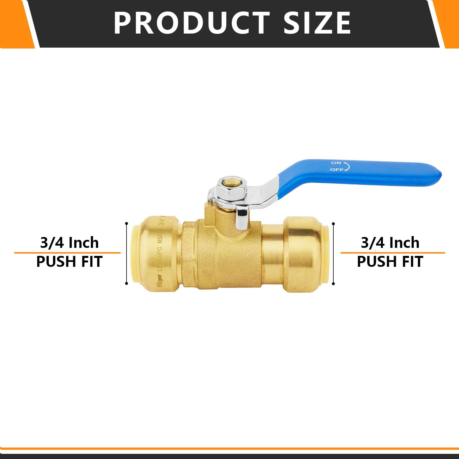 HeSun 10 valvole a sfera push-fit, valvola di intercettazione completa da 3/4 di pollice push-to-connect per acqua calda e fredda, con 2 clip di scollegamento, PEX, rame, CPVC, valvola blu