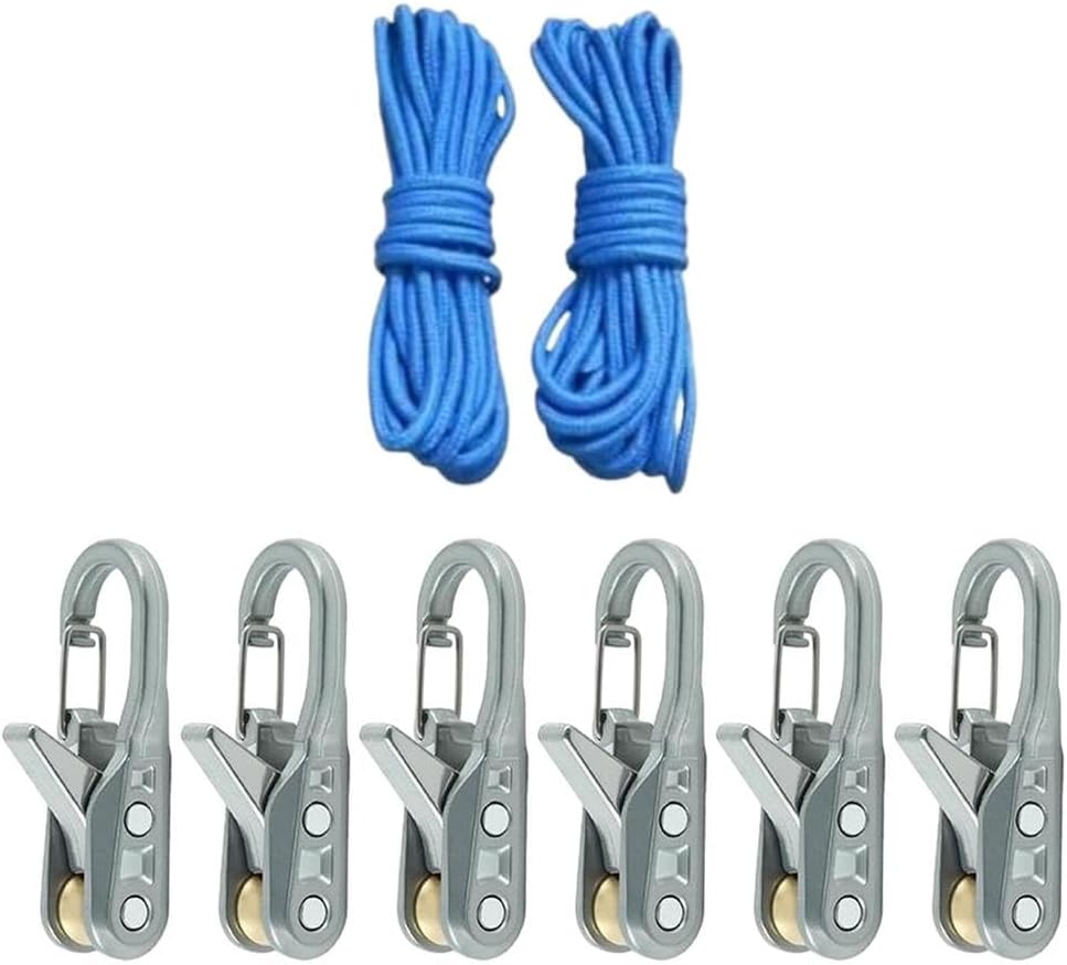 Rope Tightening Tensioner Set,6 Pack Rope Tensioners with Rollers,Easy Pull Release Paracord Adjuster for Cargo,Camping,Outdoor & Household Use