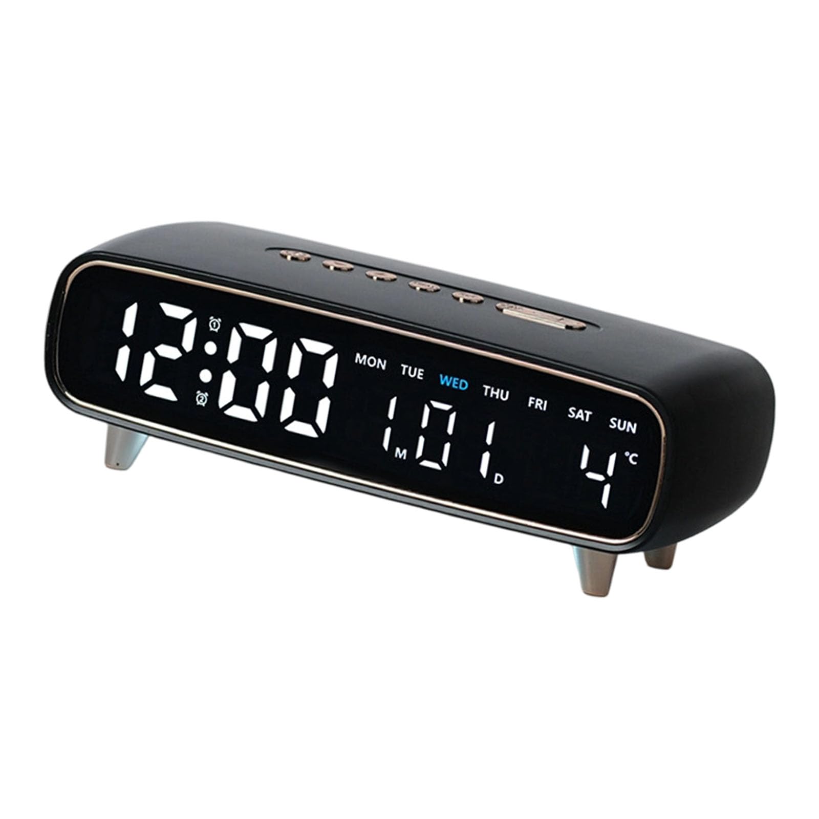 Tsophreniq Practical Digital Clock with Large Display Night Light Feature Calendar Temperature and Moons Phase for Daily Use Digital Alarm Clock with Backlight Multiple Alarms